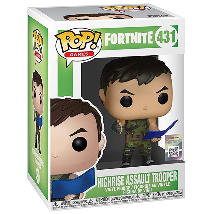 Figurine Funko Pop Highrise Assault Trooper (Fortnite) dans sa boîte