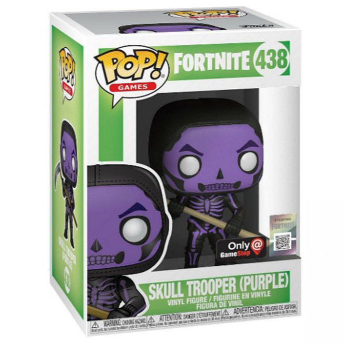 Figurine Funko Pop Skull Trooper purple (Fortnite) dans sa boîte