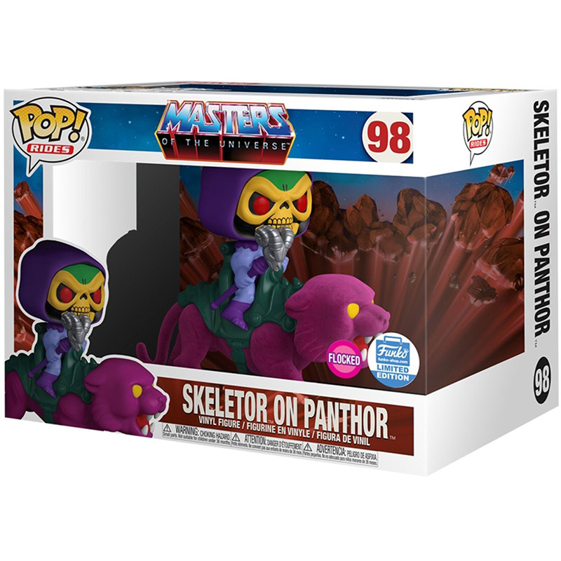 Figurine Pop Skeletor on Panthor flocked (Les Maîtres de L'univers)