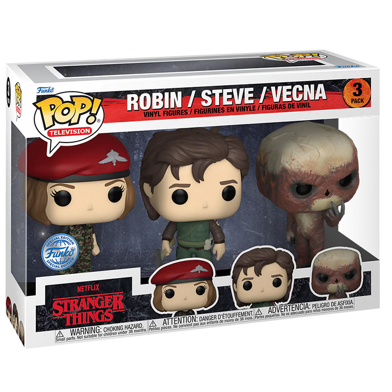Figurines Pop Steve, Vecna et Robin (Stranger Things)